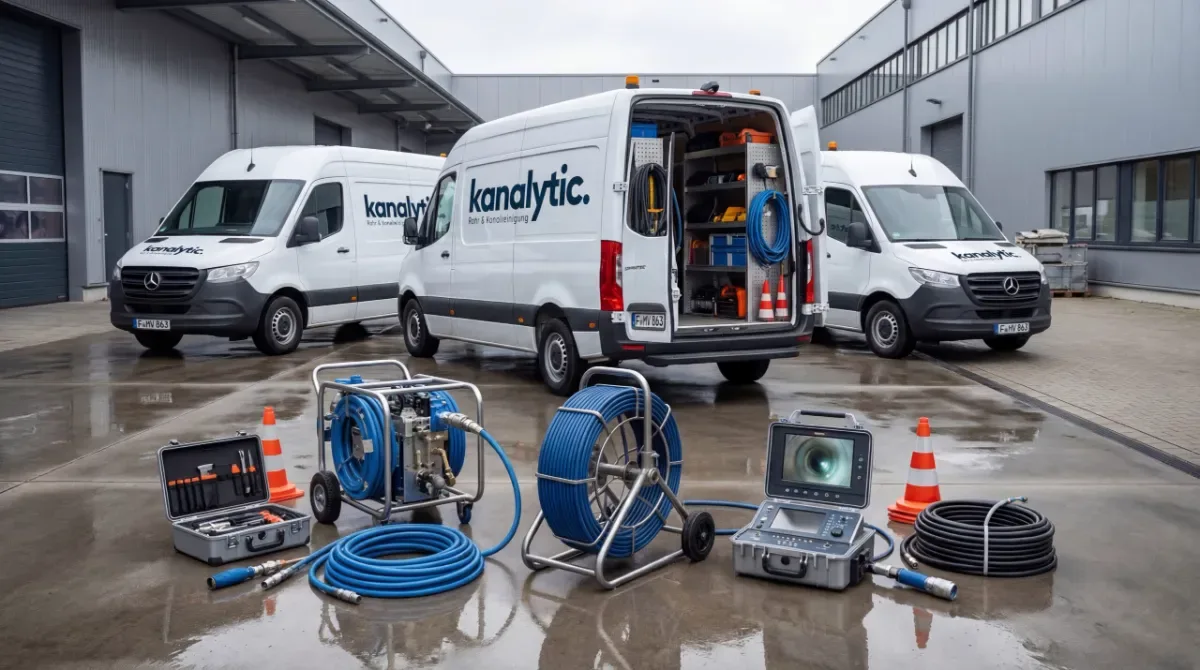 Techniker berät Hausbesitzer zur Drainage am Gebäude