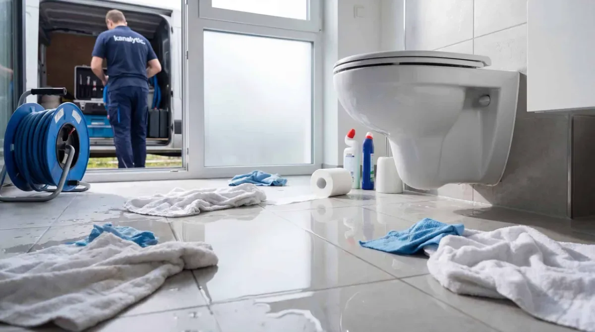 Notdienst-Techniker trifft beim Kunden ein, um einen Wasserschaden zu begrenzen